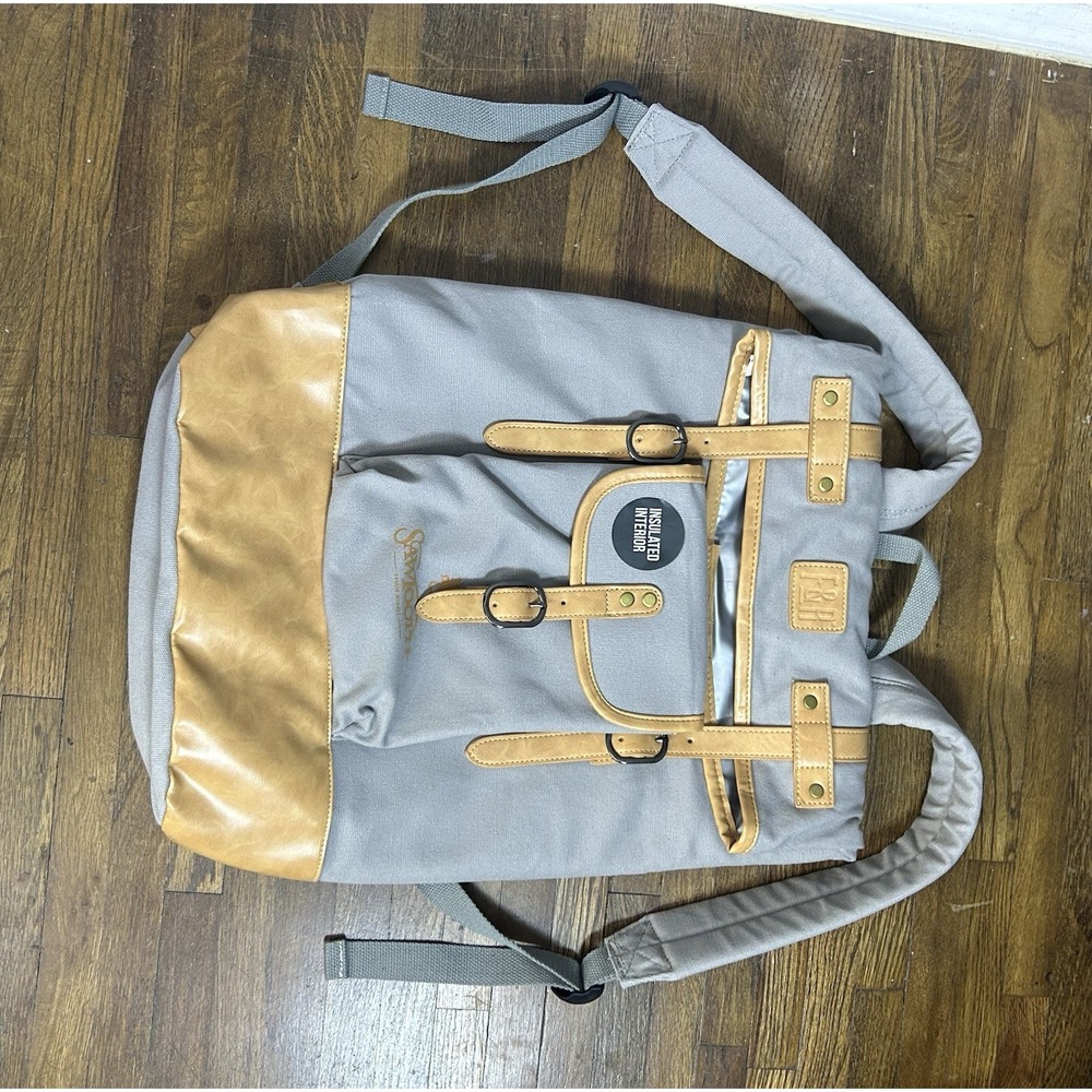 Foster & Rye insulated cooler backpack durable canvas Leather Accents New